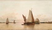 BOUVIER Arthur 1837-1921,Le scheldeboot chargé de lin au coucher du soleil,Horta BE 2017-10-09