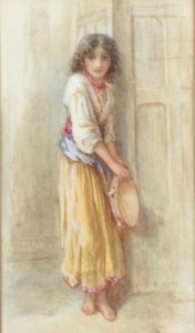 BOUVIER J,study of a girl holding a tambourine,Denhams GB 2022-03-09