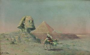 BOUVIER M 1800-1800,Ägyptische Landschaft mit Sphnix, Pyramide und Kar,1800,Kastern DE 2017-06-17