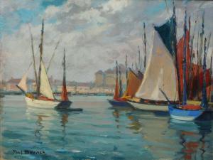 BOUVIER Paul 1857-1940,Sailing vessels moored at a harbour,Mallams GB 2019-07-10