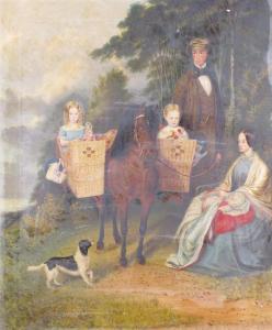 BOWDEN W.J 1800-1800,Family portrait with children in panniers in a coa,Woolley & Wallis 2015-12-09