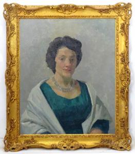 Bowen John A.,Portrait of a lady wearing a diamond necklace,Dickins GB 2018-11-16