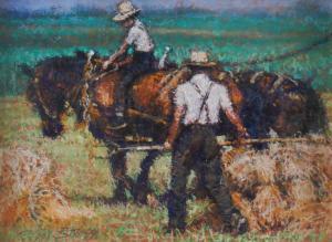 BOWEN Keith 1950,Amish father and son harvesting wheat,Bellmans Fine Art Auctioneers GB 2023-11-21
