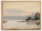 BOWER DALTON William 1868-1965,Bok Tower, Lake Wales, Misty Landscape,1945,Burchard US 2022-06-18
