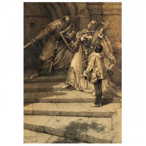 BOWER Maurice L 1889-1980,Illustration of Knights in a Vestibule,1919,Leland Little US 2021-11-11