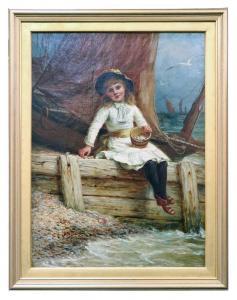 BOWKETT Jane Maria 1837-1891,Girl on a breakwater,Halls GB 2021-06-16