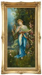 BOWKETT Jane Maria 1837-1891,Kvinna i blomstrande landskap,Uppsala Auction SE 2021-04-20