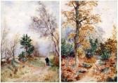 BOWLER Annie Elisabeth 1860-1930,Wooded Landscapes one with Figure,Keys GB 2011-12-09
