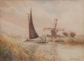 BOWLES William Leslie 1885-1954,Wherry passing a windmill,Keys GB 2017-10-27