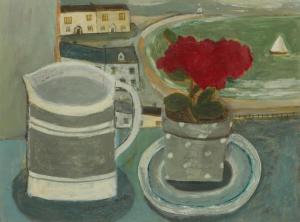 BOWMAN Vanessa 1970,Still life study of red flowers and a jug by an op,2003,Duke & Son GB 2023-04-06
