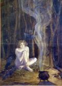 BOWMAR PORTER Arthur,female nude, seated by a cauldron with two ravens,Ewbank Auctions 2010-12-15