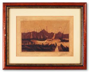 BOYAR ALI SAMI 1880-1967,Barges on the Golden Horn,Alif Art TR 2017-03-04