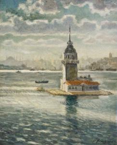 BOYAR Pertev 1897-1981,Maiden's tower,1957,Ankara Antikacilik TR 2016-01-17
