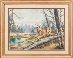BOYCE MONEGAR Clarence 1910-1968,Jumping Deer,Copley US 2014-07-25