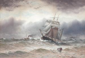 BOYCE William Thomas Nicolas 1858-1911,Tall masted ship in choppy waters,1906,Tennant's 2024-04-05