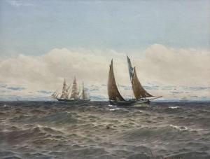 BOYCE William Thomas Nicolas,Tall Ship and Yawl off the Coast,1907,David Duggleby Limited 2023-11-18