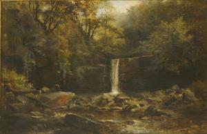 BOYES William Joseph 1847-1935,A WOODED LANDSCAPE WITH A WATERFALL,1885,Sworders GB 2018-12-05