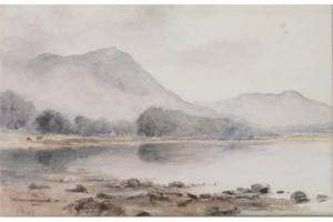 BOYLE,Study of a lochside scene with cattle and distant buildings,Denhams GB 2015-04-08
