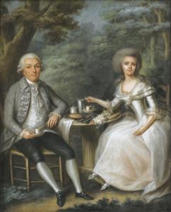 BOZE Joseph 1745-1826,PORTRAIT D'UN COUPLE&nbsp;PRENANT LE CAFÉ&nbsp;DAN,Sotheby's GB 2016-06-16