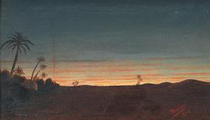 BOZIER 1800-1800,Oasenpartie bei Sonnenuntergang,1879,Dobiaschofsky CH 2010-11-10