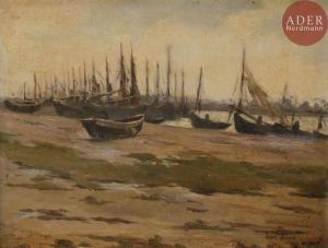 BRÉARD Henri 1800-1900,Bateaux à marée basse,Ader FR 2017-10-06