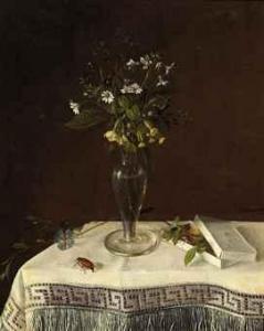 BRÜNE Heinrich 1869-1945,A bouquet of wild flowers in a glass vase on a dra,Christie's GB 2010-12-14