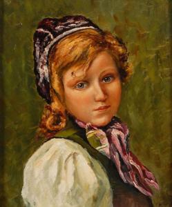BRÜNE Heinrich 1869-1945,Mädchenbildnis,1932,Wendl DE 2017-03-02