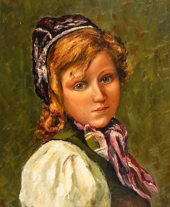 BRÜNE Heinrich 1869-1945,Mädchenbildnis,1932,Wendl DE 2017-10-26