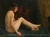 BRAAKENSIEK Johan Henri 1891-1941,Sitting nakedfemale with lyre,Hessink's Veilingen NL 2008-09-27