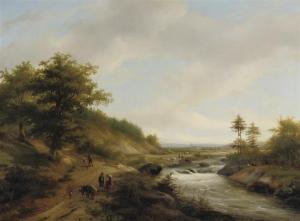 BRAAKMAN anthonie,A panoramic river landscape with travellers on a p,1842,Christie's 2009-09-08