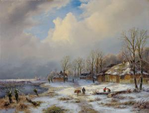 BRAAKMAN anthonie 1811-1870,Winterliche Flusslandschaft mit reetgedeckten Katen,Zeller DE 2010-07-01