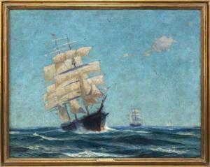 BRABANT SCHOOL,Clipper ship at sea,20th Century,Eldred's US 2018-01-20