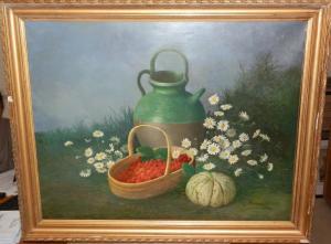 BRACHET Lise 1939,Composition au panier de fraiseset aux marguerites,Millon & Associés FR 2014-05-07