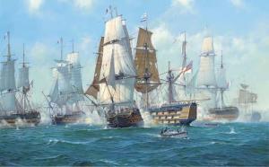BRACKMAN David,H.M.S. Victory breaking through the enemy line at ,1805,Christie's 2004-11-17