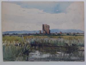 BRADBURY Arthur Royce 1892-1977,Ruins in marshland,1913,Gorringes GB 2013-03-27