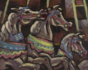 Bradford Hinckley Lawrence 1900-1987,Carousel horses,John Moran Auctioneers US 2018-01-23