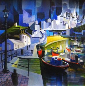 BRADFORTH ERIC 1920-2012,view of Tenby with boats,1995,Rogers Jones & Co GB 2019-10-19
