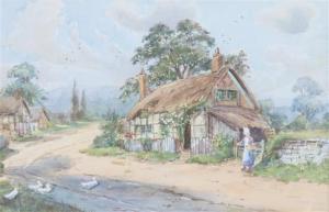 BRADLEY Cecil,Two works: Cottage with Figures and Cottage,Hindman US 2017-09-15