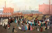 BRADLEY Helen Layfield,A Northern townscape with market in the foreground,Capes Dunn 2017-04-25
