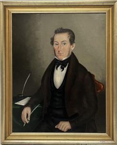 BRADLEY John,portrait of a gentleman writing a letter,1839,CRN Auctions US 2022-11-06