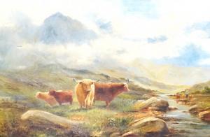 BRADLEY Norman 1880-1910,Highland cattle in a landscape,1904,Gorringes GB 2023-07-03