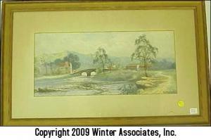 BRADLEY T,landscape with bridge, trees,Winter Associates US 2009-04-06
