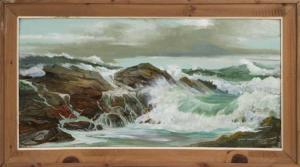 BRADLEY THOMAS 1919-2015,Waves crashing on a rocky coast,Eldred's US 2017-02-17