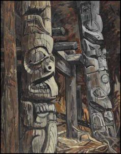 BRADSHAW Nell Mary 1904-1997,Tanoo Beaver Pole and Ruins,Heffel CA 2009-08-06