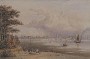 BRADSHAW S 1800-1800,View of a coastal town,1845,Woolley & Wallis GB 2007-07-16