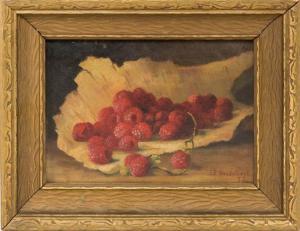 BRADSTREET Josephine Wyman 1859-1920,Still life of raspberries.,Eldred's US 2018-04-06