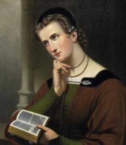 BRAET VON ÜBERFELDT Jan,Porträt of a young lady with bible. Signed and dat,1866,Van Ham 2007-11-17