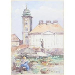 BRAGDON Mabel D 1904-1993,outdoor market,Ripley Auctions US 2021-05-01