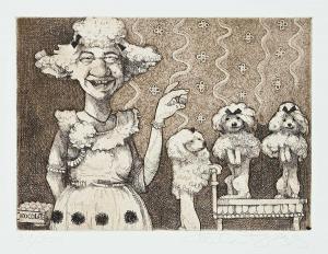 BRAGG Charles 1931-2017,Untitled - Lady and Poodles #39/300,Levis CA 2024-03-09