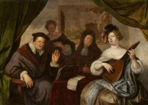 BRAKENBURGH Richard 1650-1702,Eine musizierende elegante Gesellschaft in einem I,Lempertz 2023-11-18